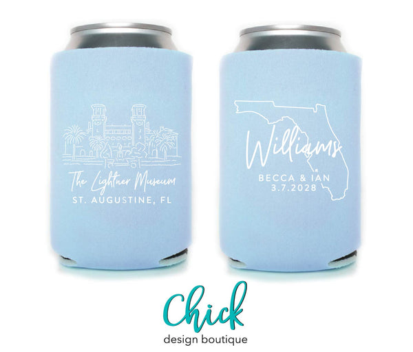 The Lightner Museum, St. Augustine, Florida Illustration Wedding Can Cooler VD4