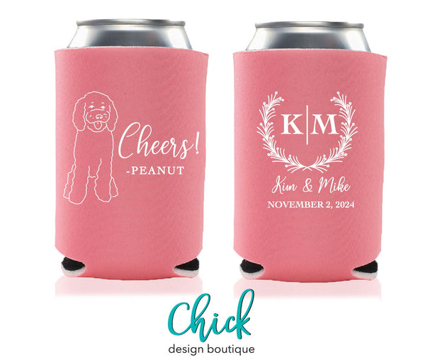 Pet Sketch Koozies Monogram Wreath