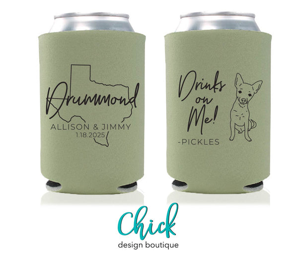 State Can Cooler Koozie Dog Sketch