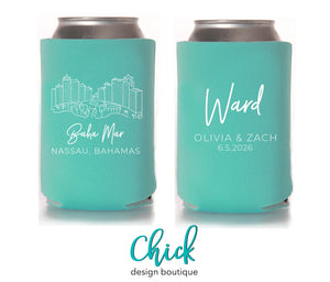 Baha Mar, The Bahamas Illustration Wedding Can Cooler VD4