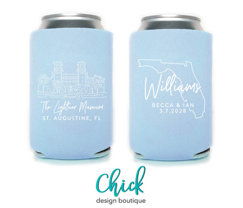 The Lightner Museum, St. Augustine, Florida Illustration Wedding Can Cooler VD4